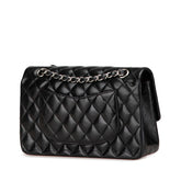 シャネル マトラッセ25 ダブルフラップ ココマーク チェーン ショルダーバッグ ブラック ラムスキン レディース CHANEL 【中古】